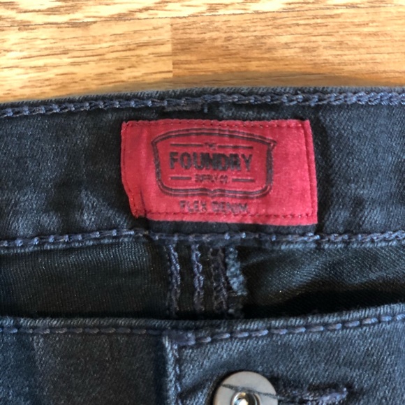 Foundry Tapered Leg Black Wash Moto Jeans 46x30 - Picture 3 of 6